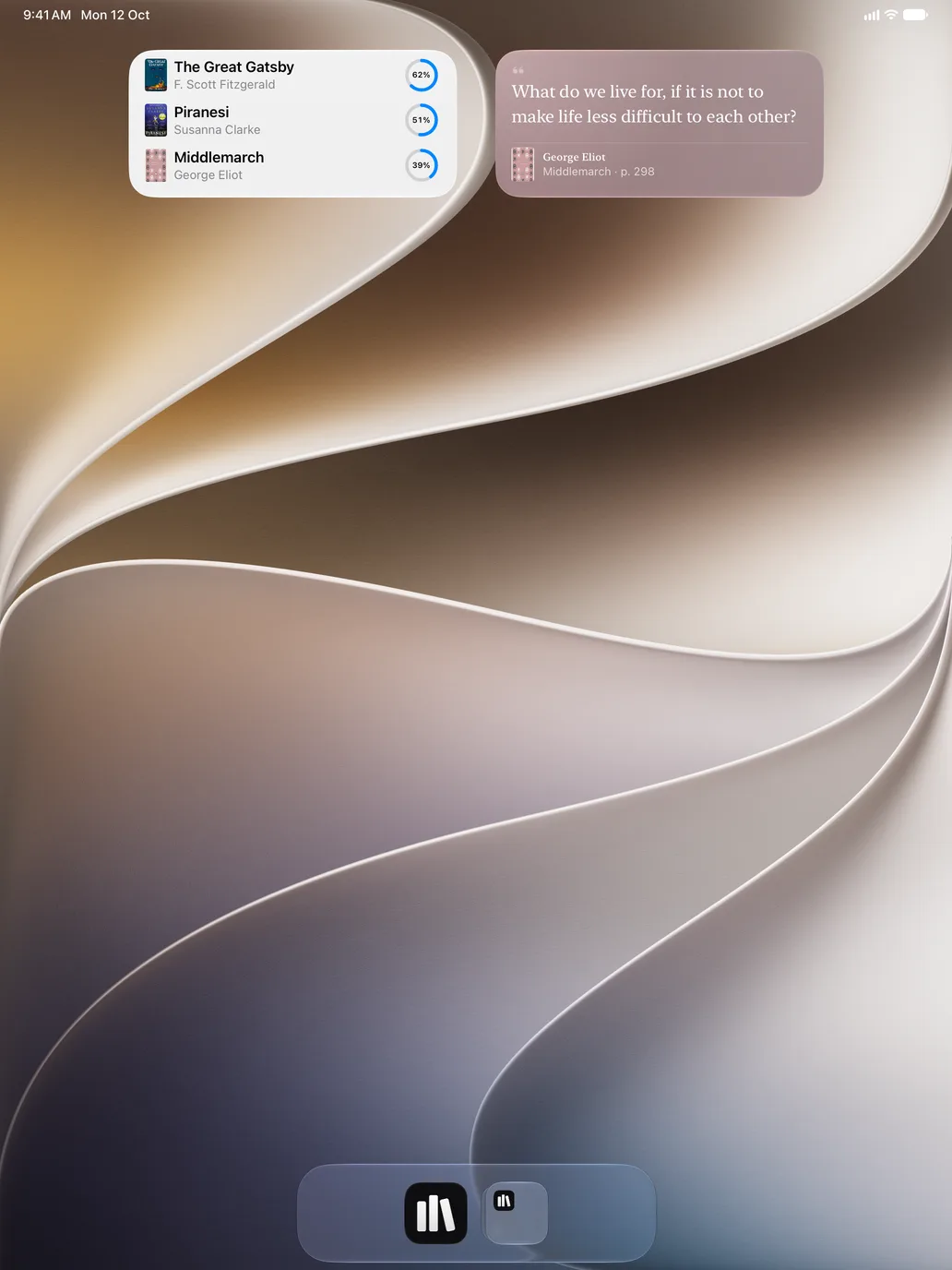 Volumes widgets on the iPad Home Screen