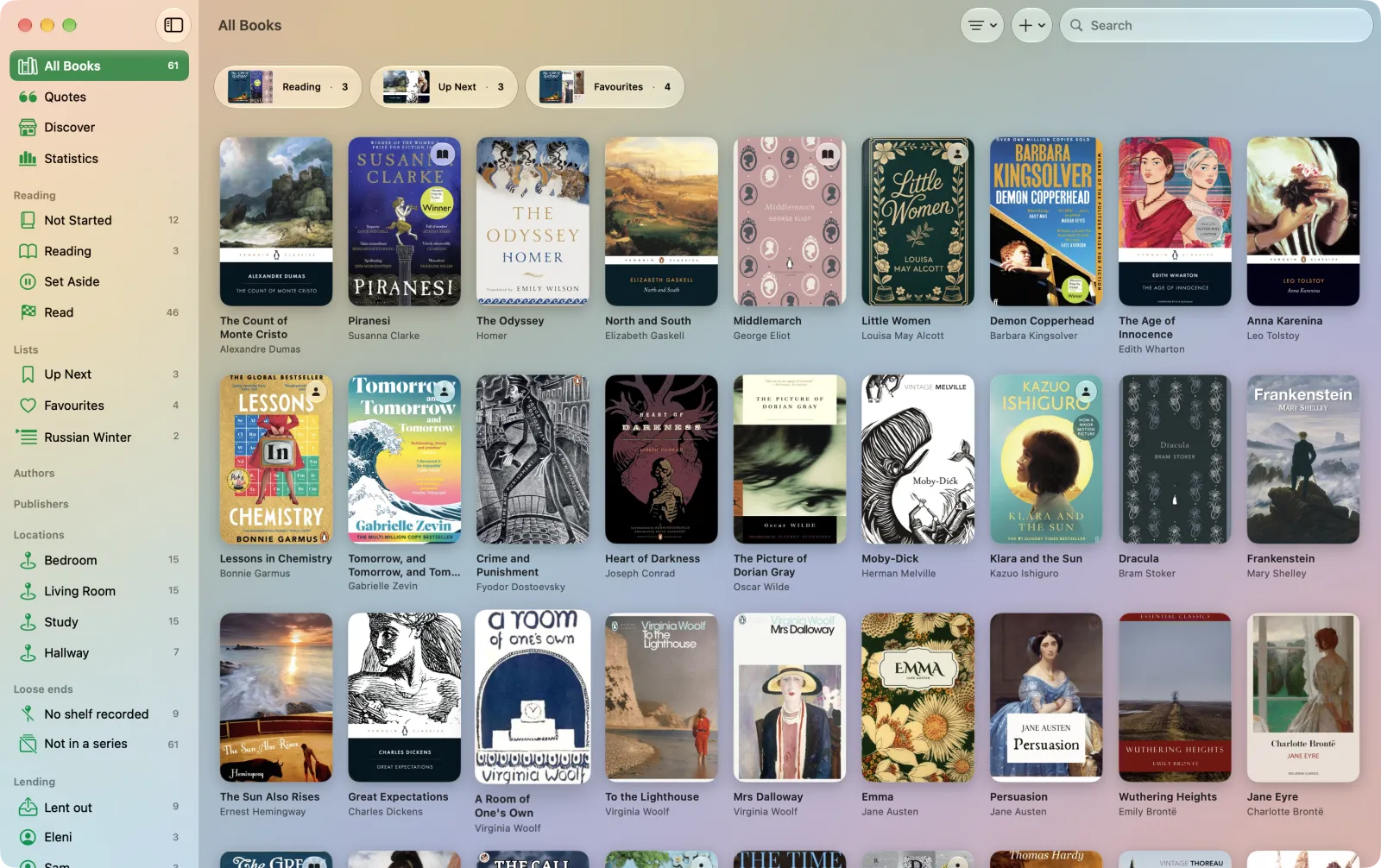 The Volumes library on a Mac