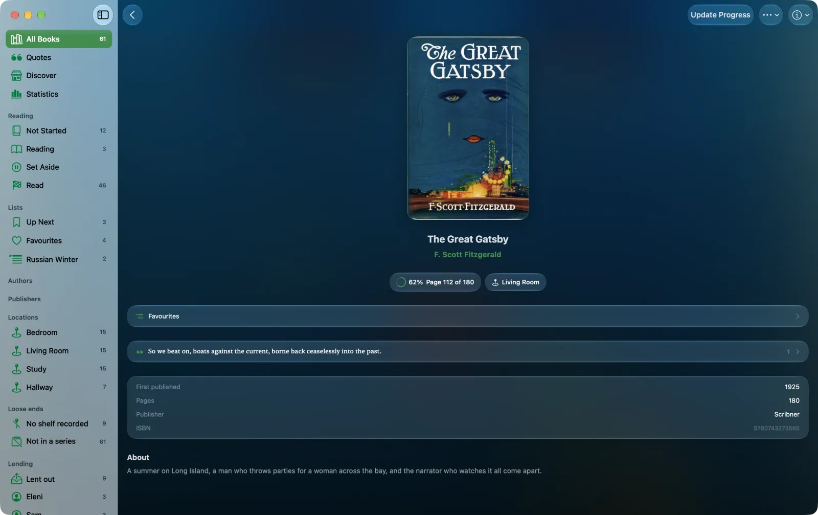 A book open in Volumes on a Mac