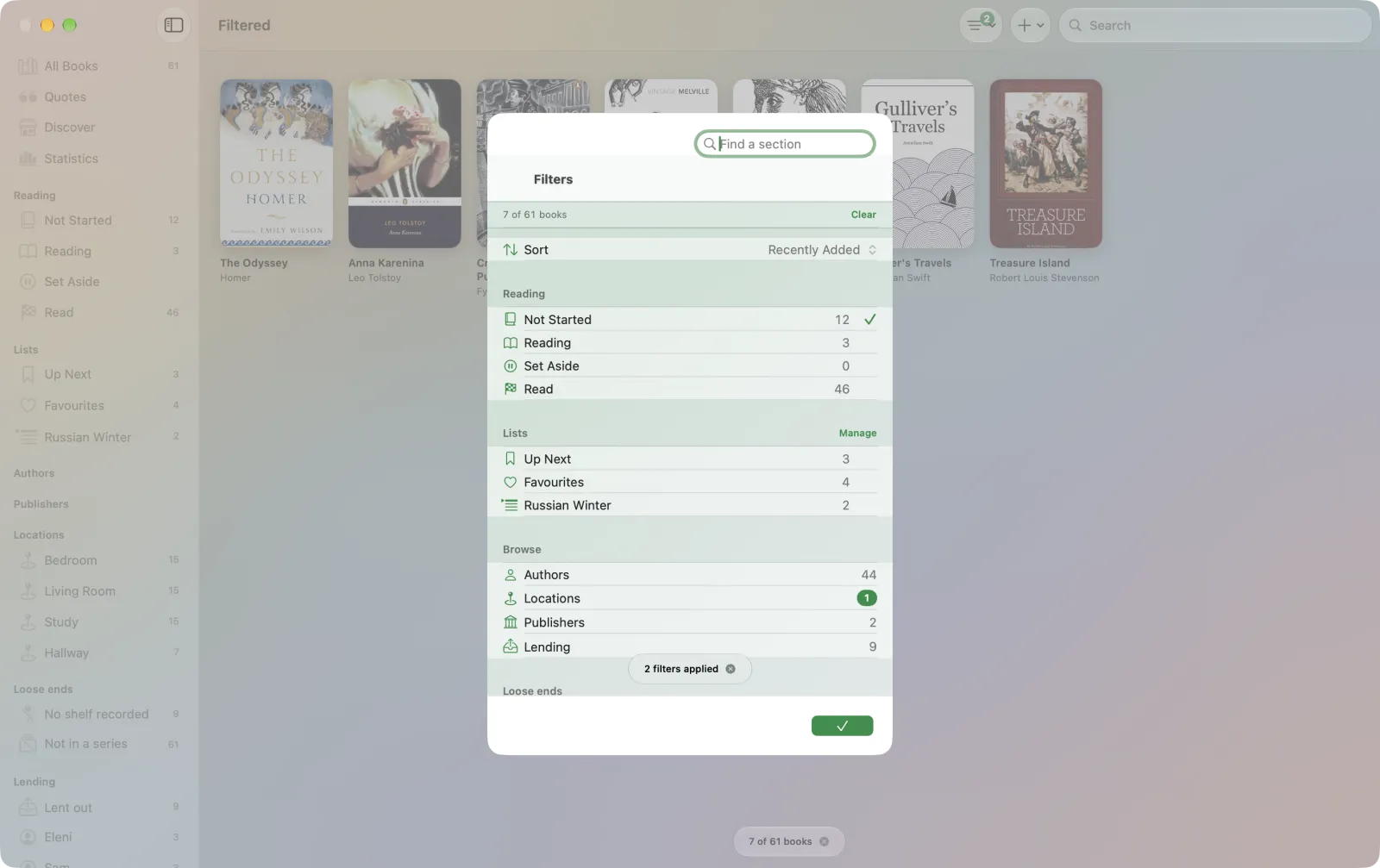 Filters in Volumes on a Mac